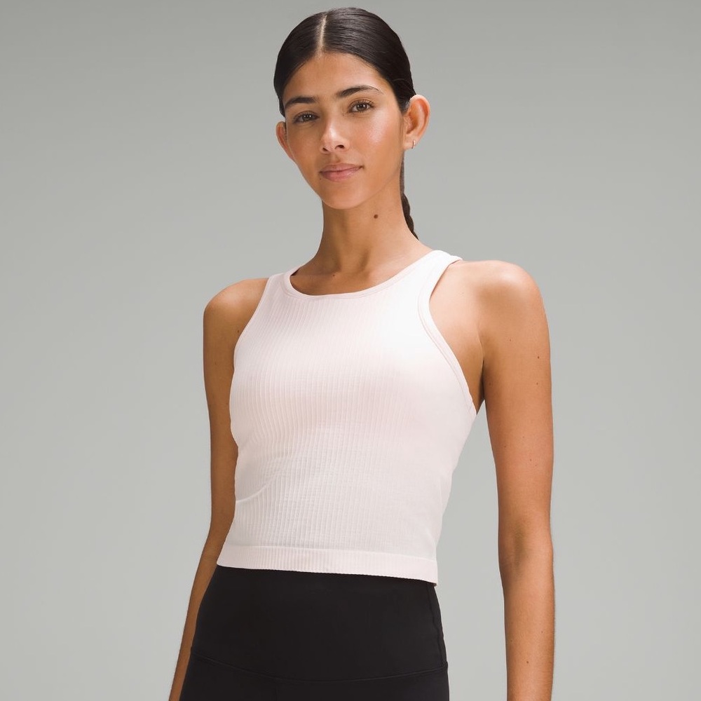 Pink Lululemon Ebb to Street Cropped Racerback Tank Top. Size 4. Worn ONCE!!!